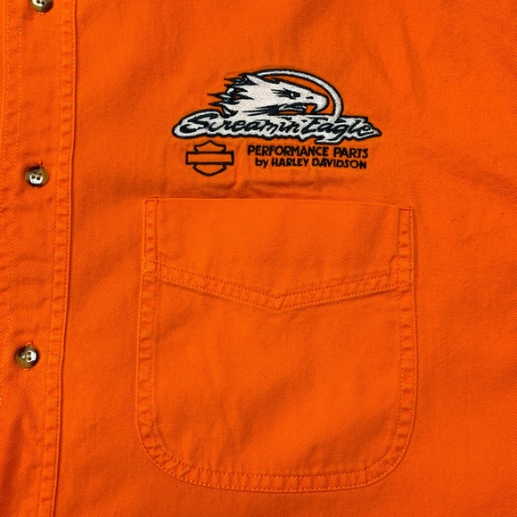 Harley-Davidson Orange NHRA Twill Men’s Button Down Shirt - Picture 6 of 10